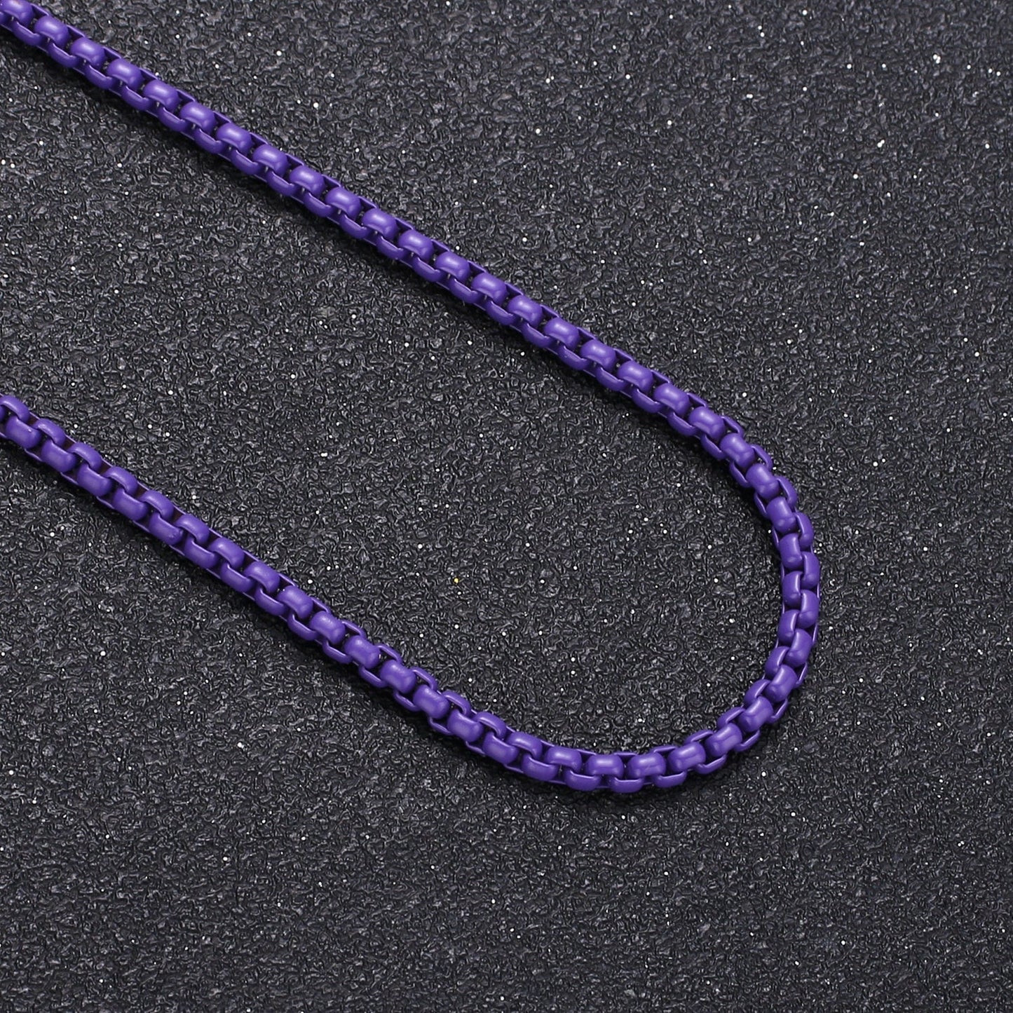 Pink, Teal, Purple & White Color Fancy Enamel Link Rolo Cable Chain by Yard, Square Link Chain by Yard, Width 2.6mm, Roll-344, 345, 346, 347