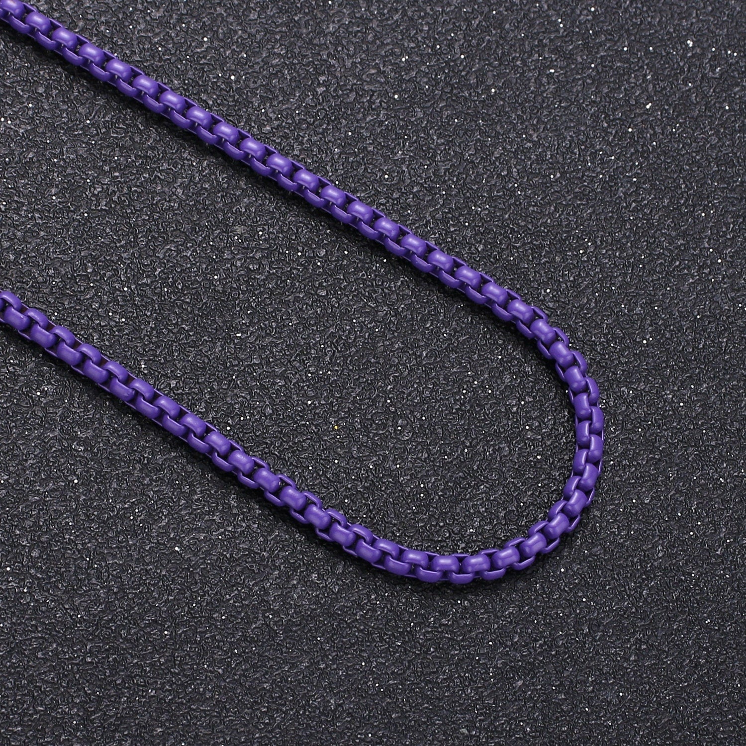 Pink, Teal, Purple & White Color Fancy Enamel Link Rolo Cable Chain by Yard, Square Link Chain by Yard, Width 2.6mm, Roll-344, 345, 346, 347