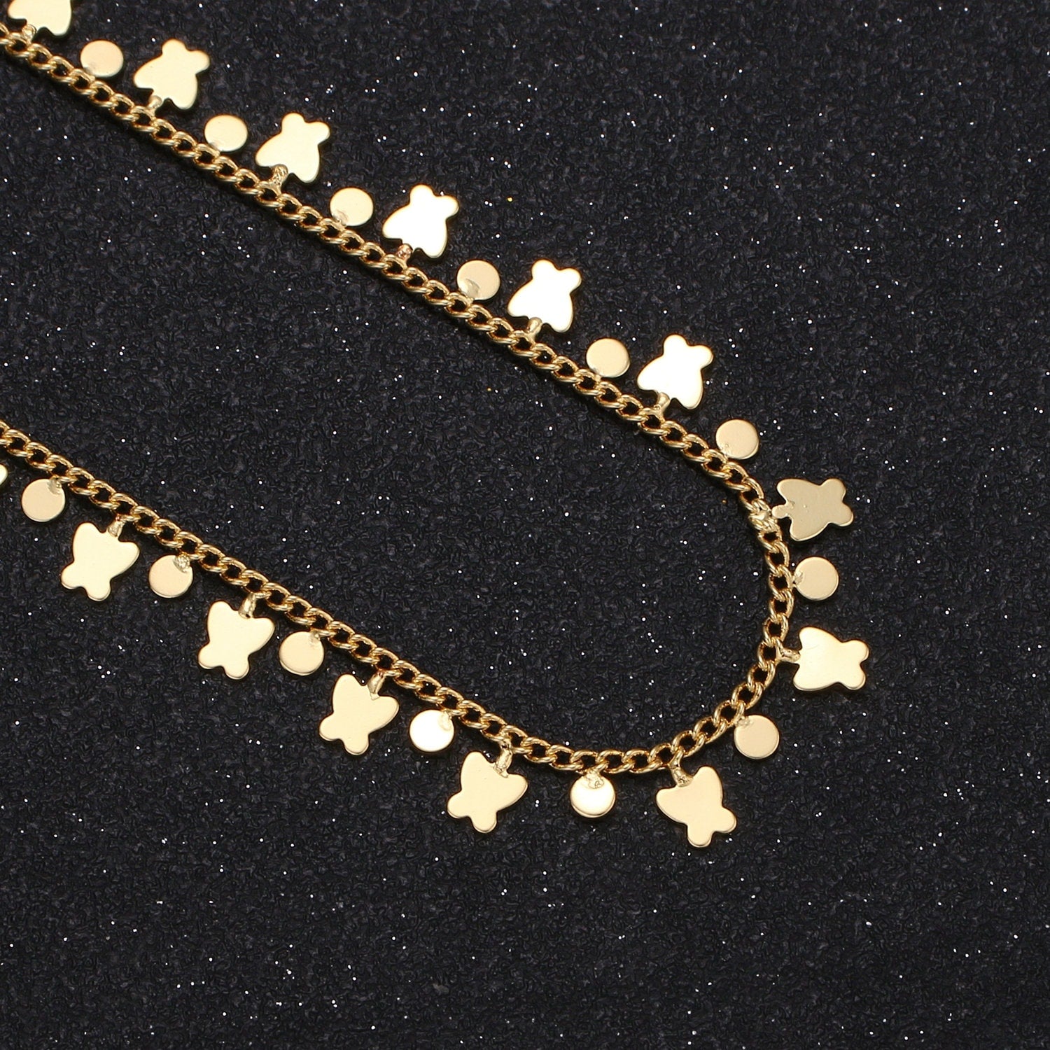 Butterfly Charm 24K Gold Chain by Yard, Ballon Charm Chain, Wholesale bulk Roll Chain for Jewelry Making, Thickness 1mm, Roll-352