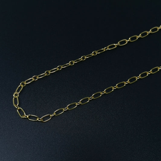 24K Gold Rolo Cable Paperclip Chain by Yard, Link Cable Rolo Elongate Chain, Wholesale bulk Roll Chain for Jewelry Making,Roll-386