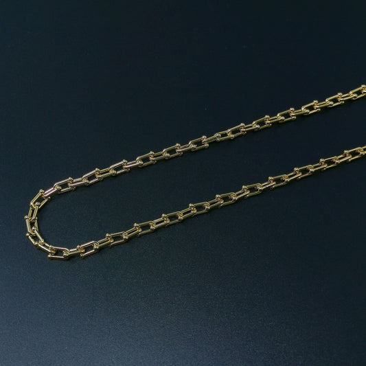 U Link Chain by Yard, Horse Shoe Gold Cable Chain, Open Chain, Thickness chain is 1.7 mm, Roll-387