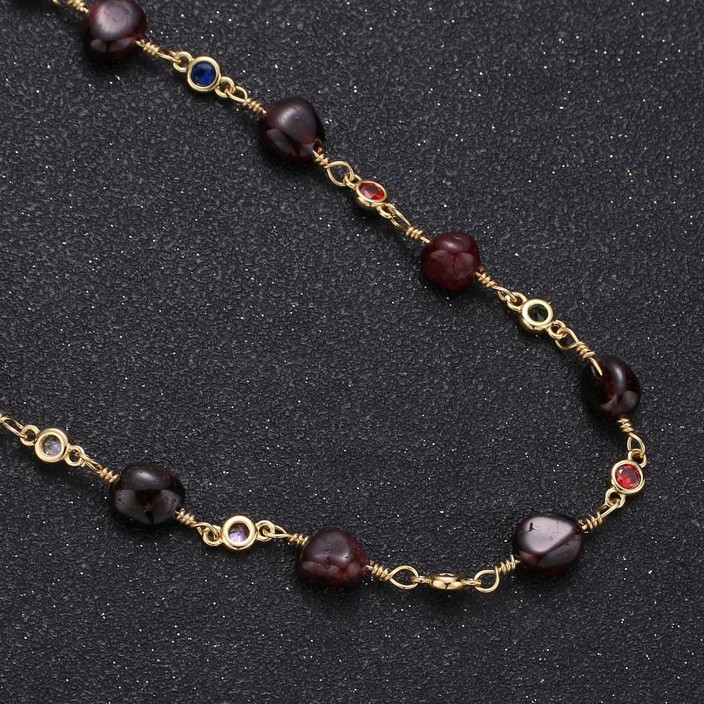 Garnet Wire Wrapped Rosary Chain, Beaded Chain Unfinished Chain by The Foot/Yard Natural Gemstone Chain for Jewelry Making Supply
