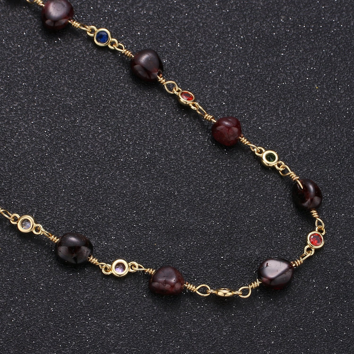Garnet Wire Wrapped Rosary Chain, Beaded Chain Unfinished Chain by The Foot/Yard Natural Gemstone Chain for Jewelry Making Supply