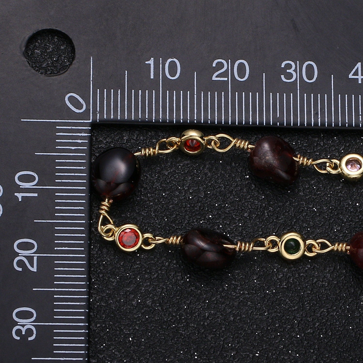 Garnet Wire Wrapped Rosary Chain, Beaded Chain Unfinished Chain by The Foot/Yard Natural Gemstone Chain for Jewelry Making Supply