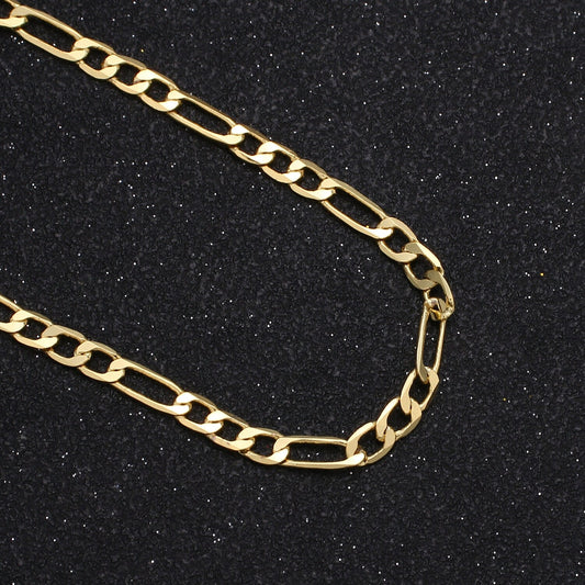Wide Figaro 24K Gold Chain by Yard, Link Cable Link Elongate Chain by Foot, Wholesale bulk Roll Chain DIY Craft 3.8 mm width, Roll-360