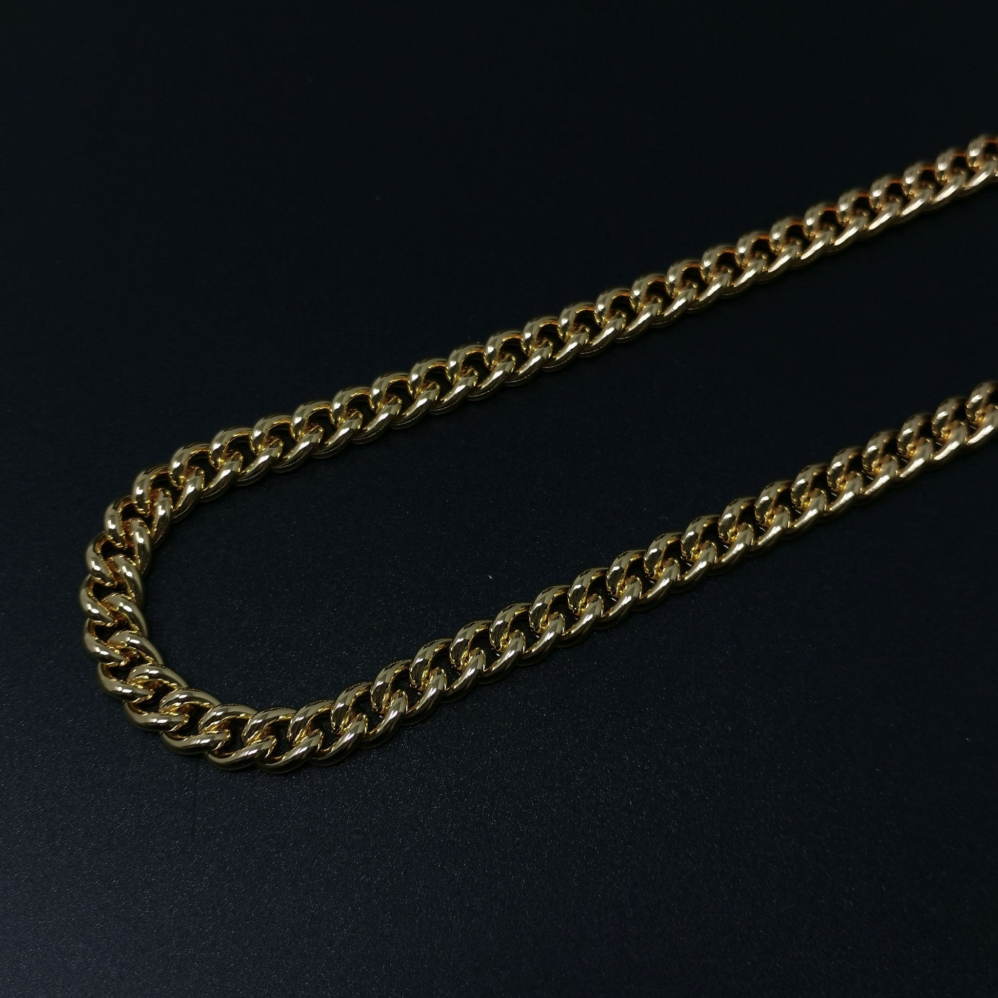 24K Gold Miami Link Chain by Yard, Gold Cuban Curb Chain by Foot, Wholesale bulk Roll Chain Jewelry Making 10.2mmx8.4mm, 392