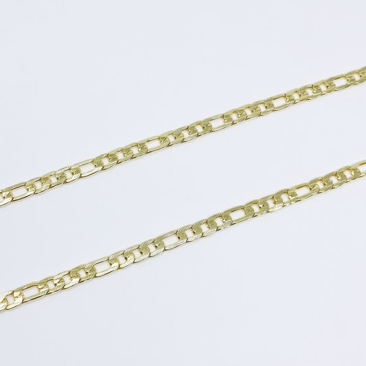 Thick Figaro Curb 24K Gold Chain by Yard, Link Cable Link Elongate Chain by Foot, Wholesale bulk Roll Chain DIY Craft , Roll-367