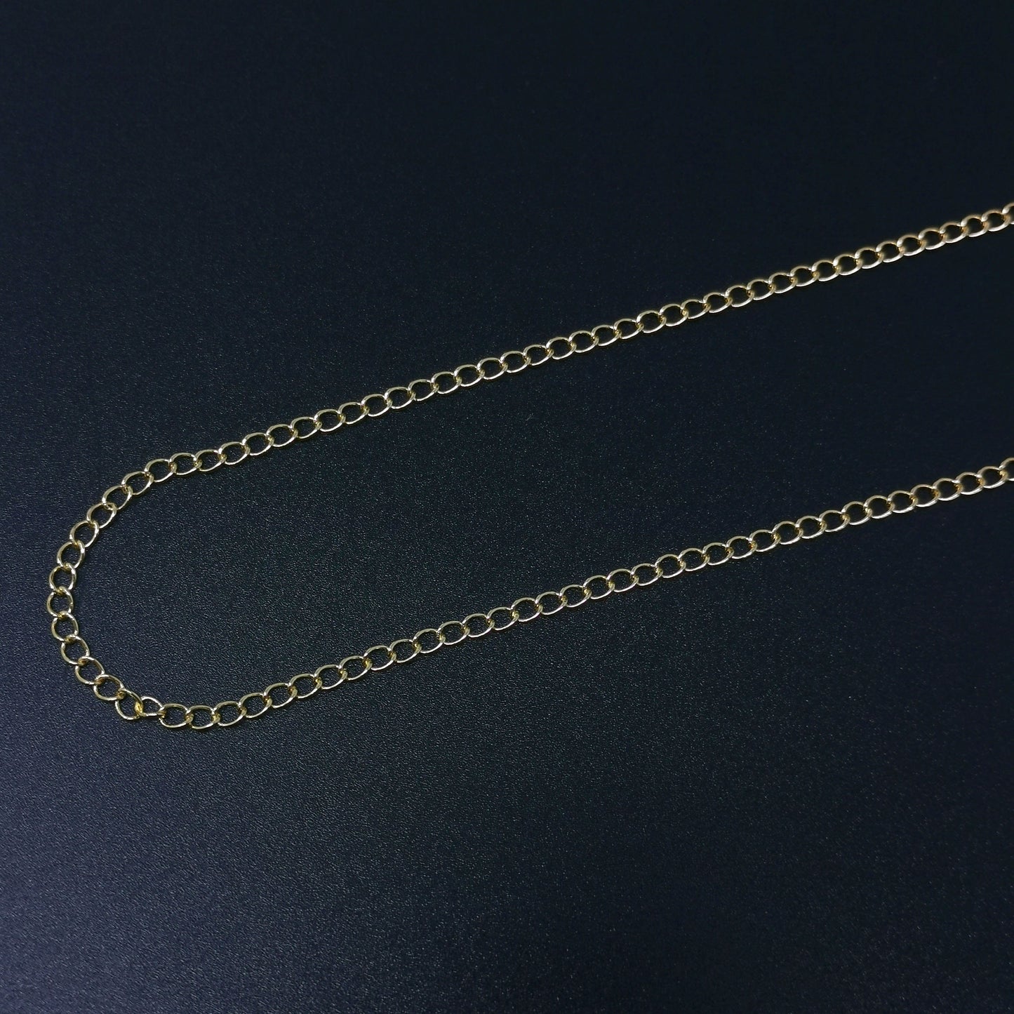 22K Gold Thin Cuban Curb Chain by Yard, Cuban Curb Chain by Foot, Wholesale bulk Roll Chain for Jewelry Making, Thickness 0.7mm, 388