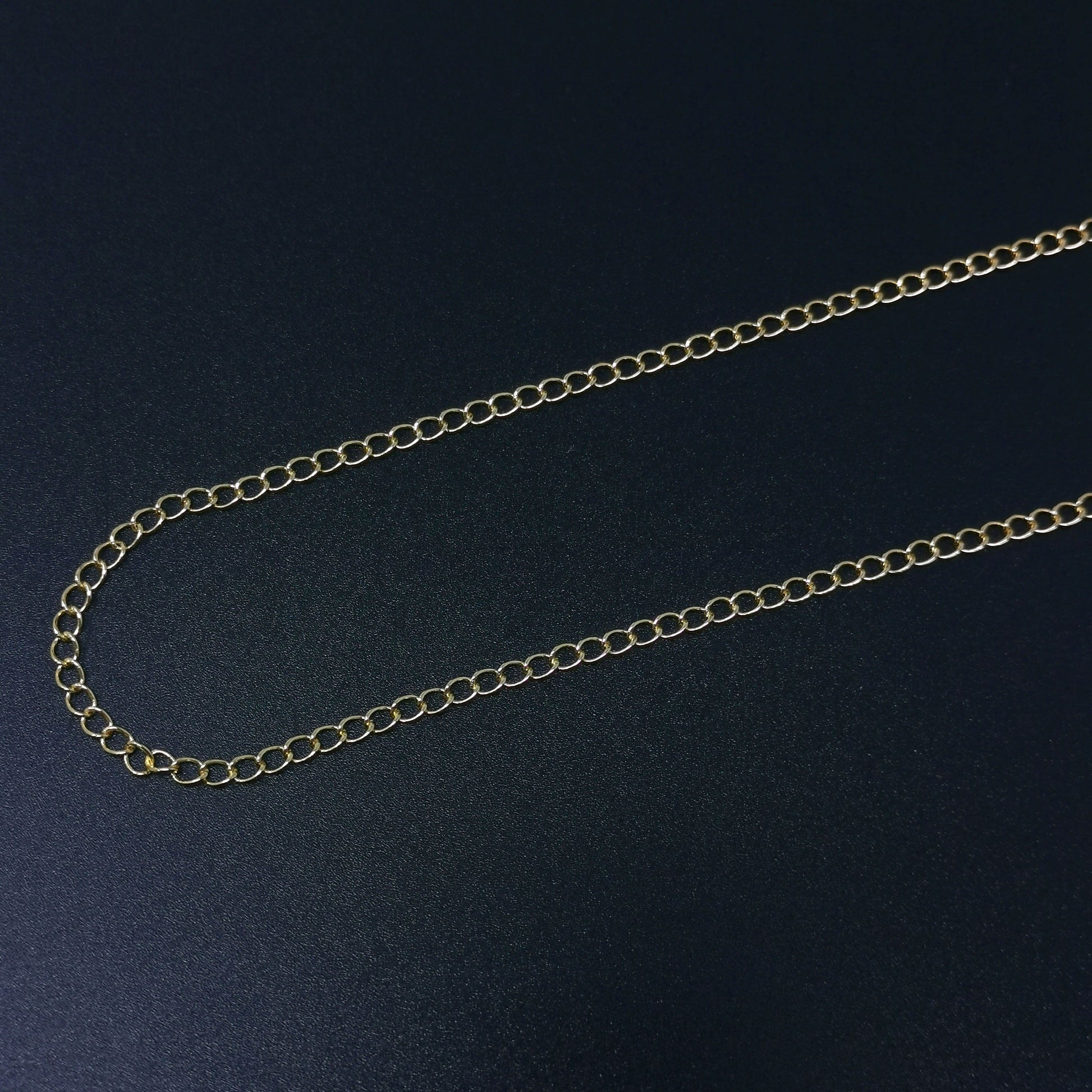 22K Gold Thin Cuban Curb Chain by Yard, Cuban Curb Chain by Foot, Wholesale bulk Roll Chain for Jewelry Making, Thickness 0.7mm, 388