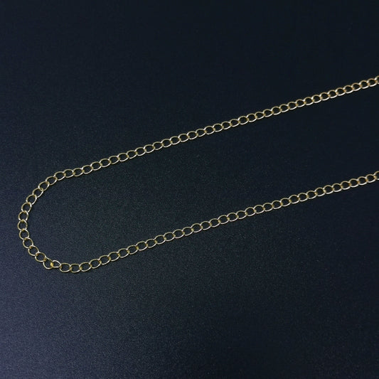 22K Gold Thin Cuban Curb Chain by Yard, Cuban Curb Chain by Foot, Wholesale bulk Roll Chain for Jewelry Making, Thickness 0.7mm, 388