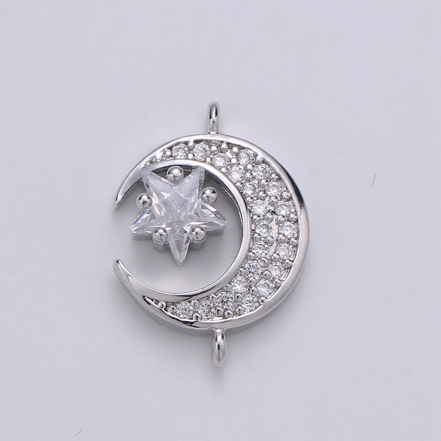 Star & Moon 24K Gold Micro Pave Charm, Cubic Celestial Pendant Charm, CZ Charm For DIY Necklace Bracelet Earring COGF-584,585
