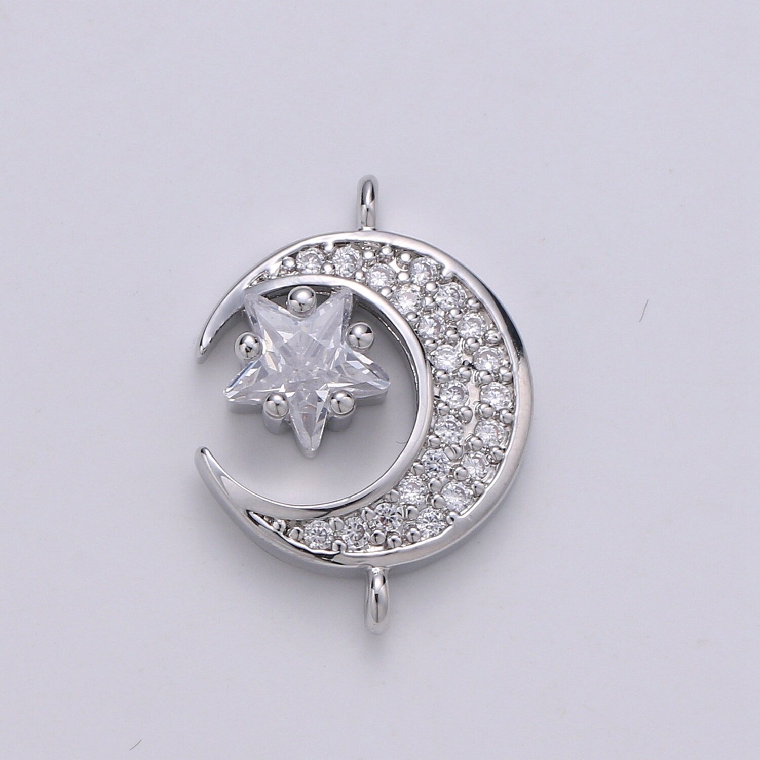Star & Moon 24K Gold Micro Pave Charm, Cubic Celestial Pendant Charm, CZ Charm For DIY Necklace Bracelet Earring COGF-584,585