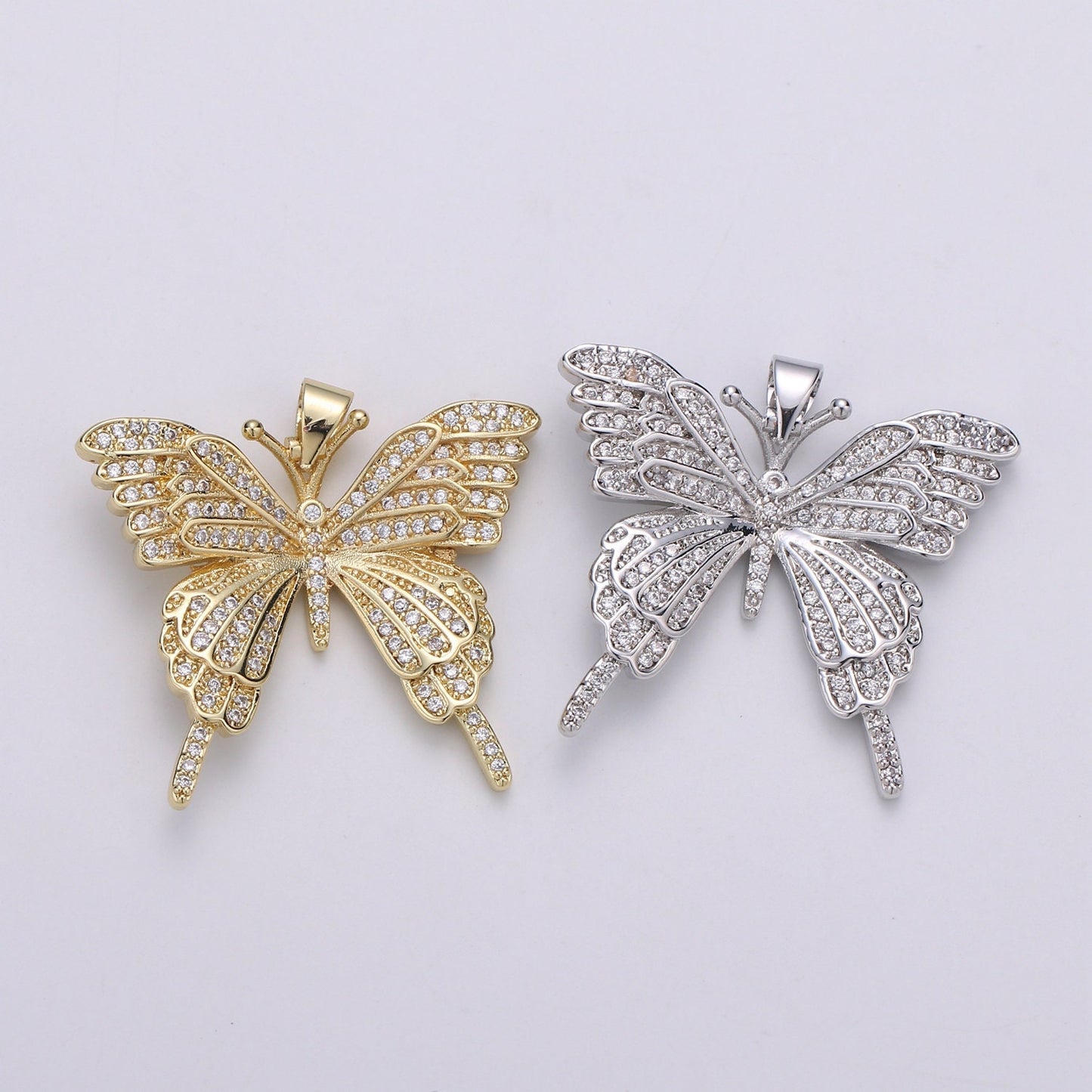 Micro Pave Butterfly Charm 24K Gold Pendant, Cubic Zirconia Monarch Pendant Charm for Bracelet Earring Necklace PDGF-2020, 2021
