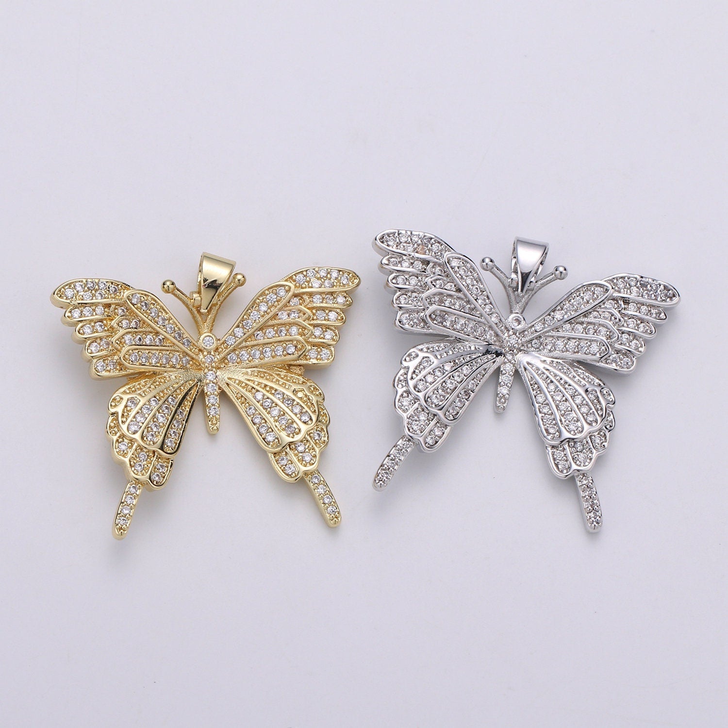 Micro Pave Butterfly Charm 24K Gold Pendant, Cubic Zirconia Monarch Pendant Charm for Bracelet Earring Necklace PDGF-2020, 2021