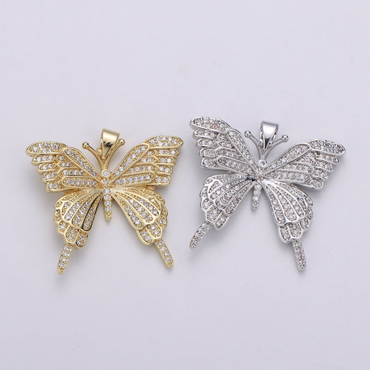 Micro Pave Butterfly Charm 24K Gold Pendant, Cubic Zirconia Monarch Pendant Charm for Bracelet Earring Necklace PDGF-2020, 2021