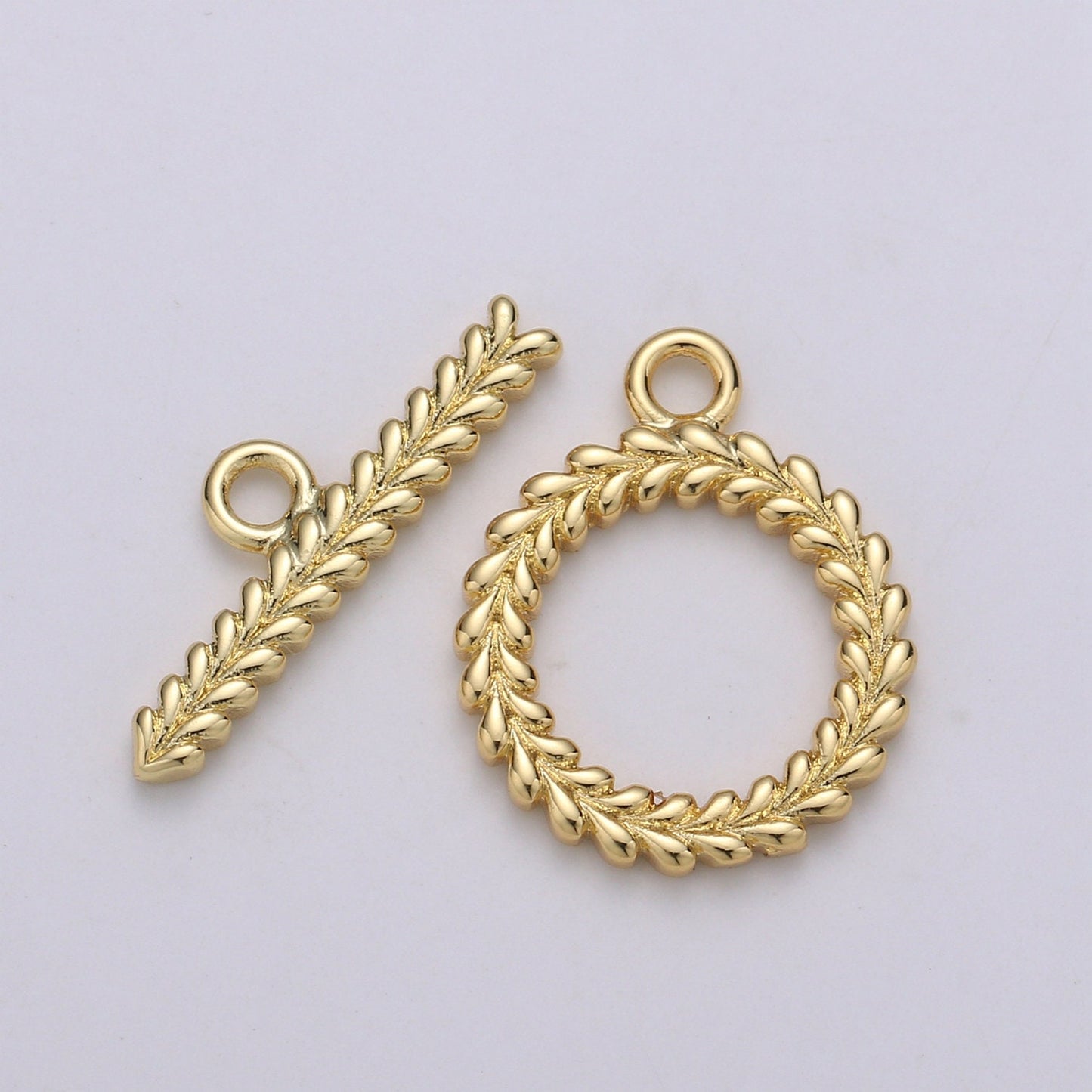 1 Set 15mm 14K Gold Wreath Toggle Clasp SUPP-1001, 1002