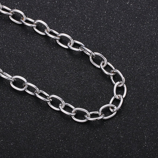 White Gold Rolo Chain by Yard, Oval Link Chain , Wholesale bulk Roll Chain for Jewelry Making, Size 10.5x7.5mm, ROLL-380