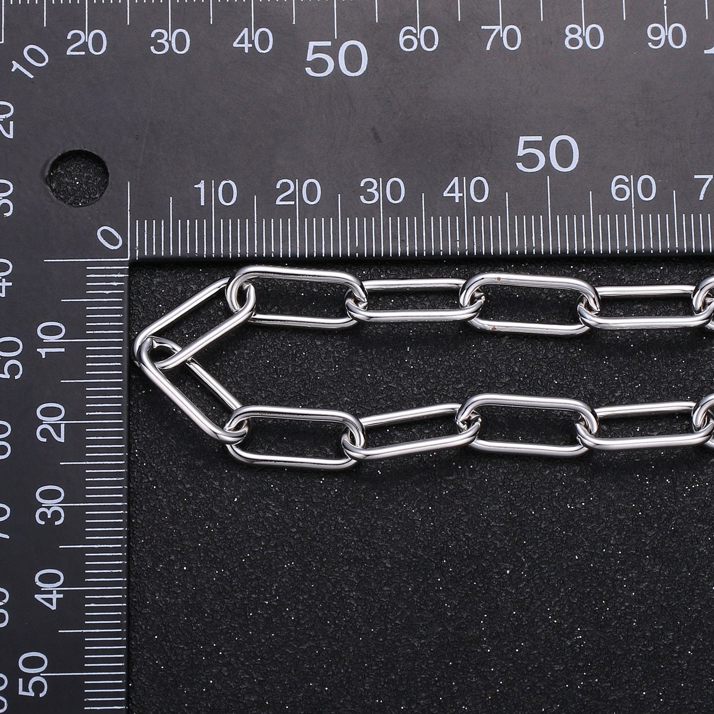 White Gold Paper Clip Chain by Yard, Link Chain , Wholesale bulk Roll Chain for Jewelry Making, Size 17.2x7.1mm, ROLL-381
