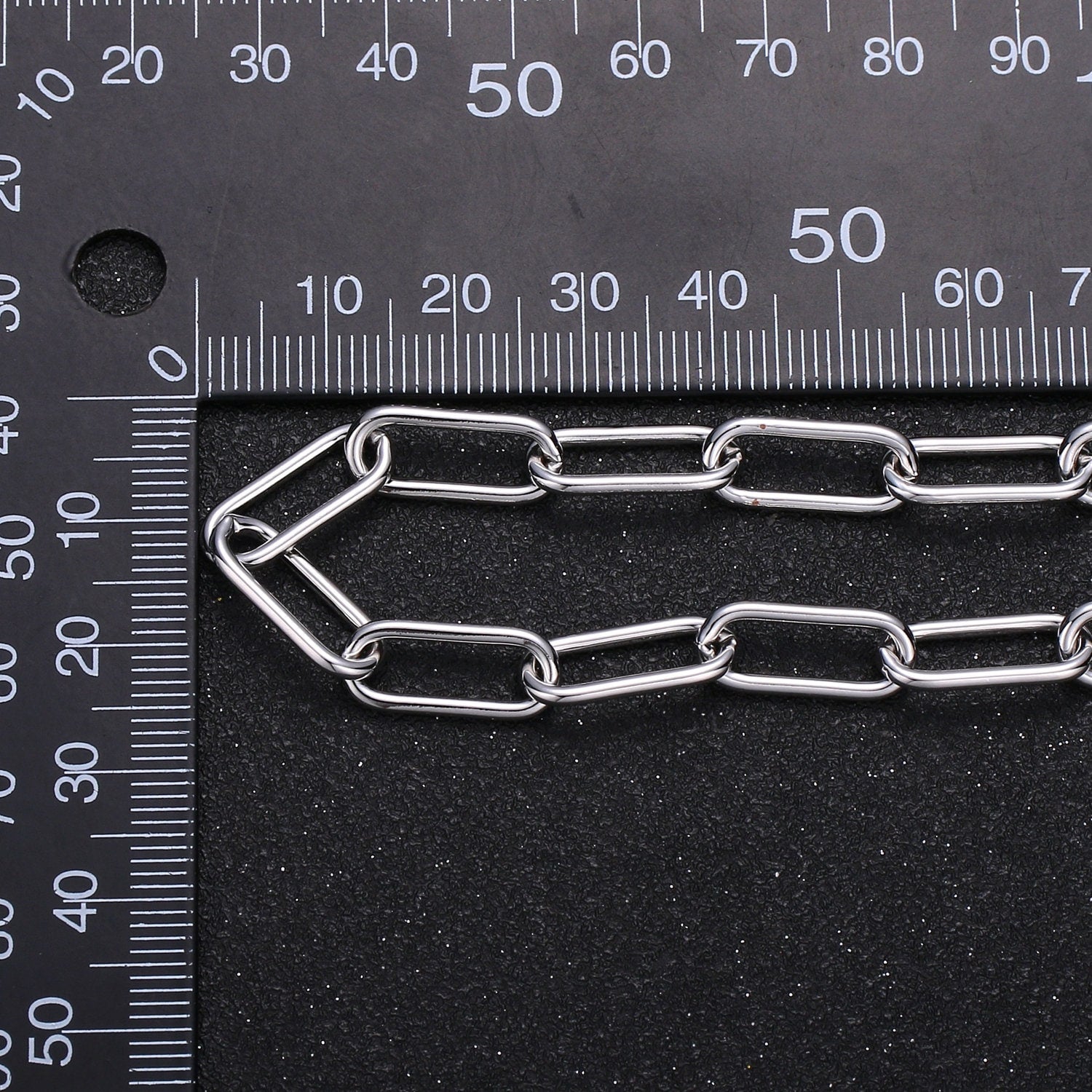 White Gold Paper Clip Chain by Yard, Link Chain , Wholesale bulk Roll Chain for Jewelry Making, Size 17.2x7.1mm, ROLL-381