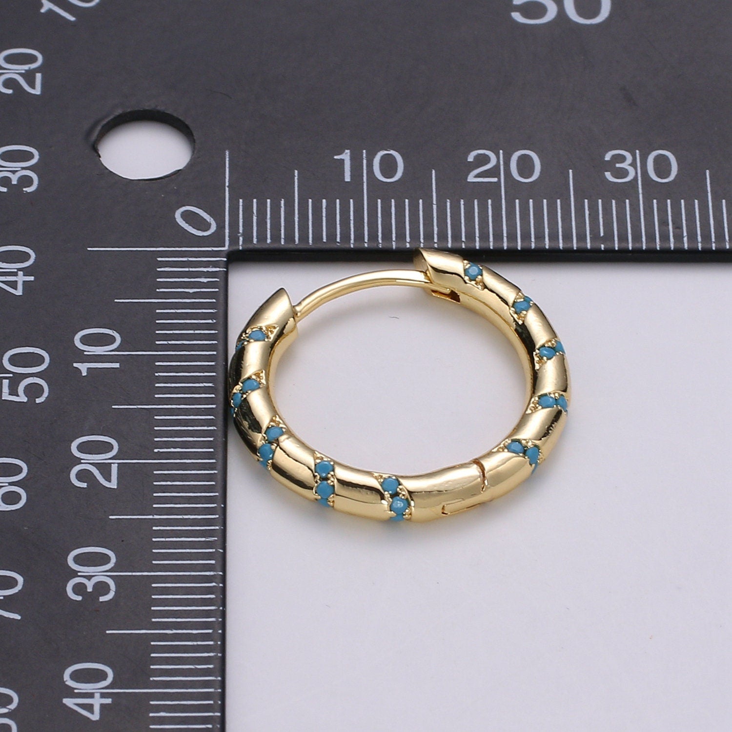 1 pair Hoops - Pink,Teal,Blue,Green,Clear, Multi-color Zirconia or White Gold CZ earrings - 24K Gold Huggie hoops EARRING-1133 - 1139