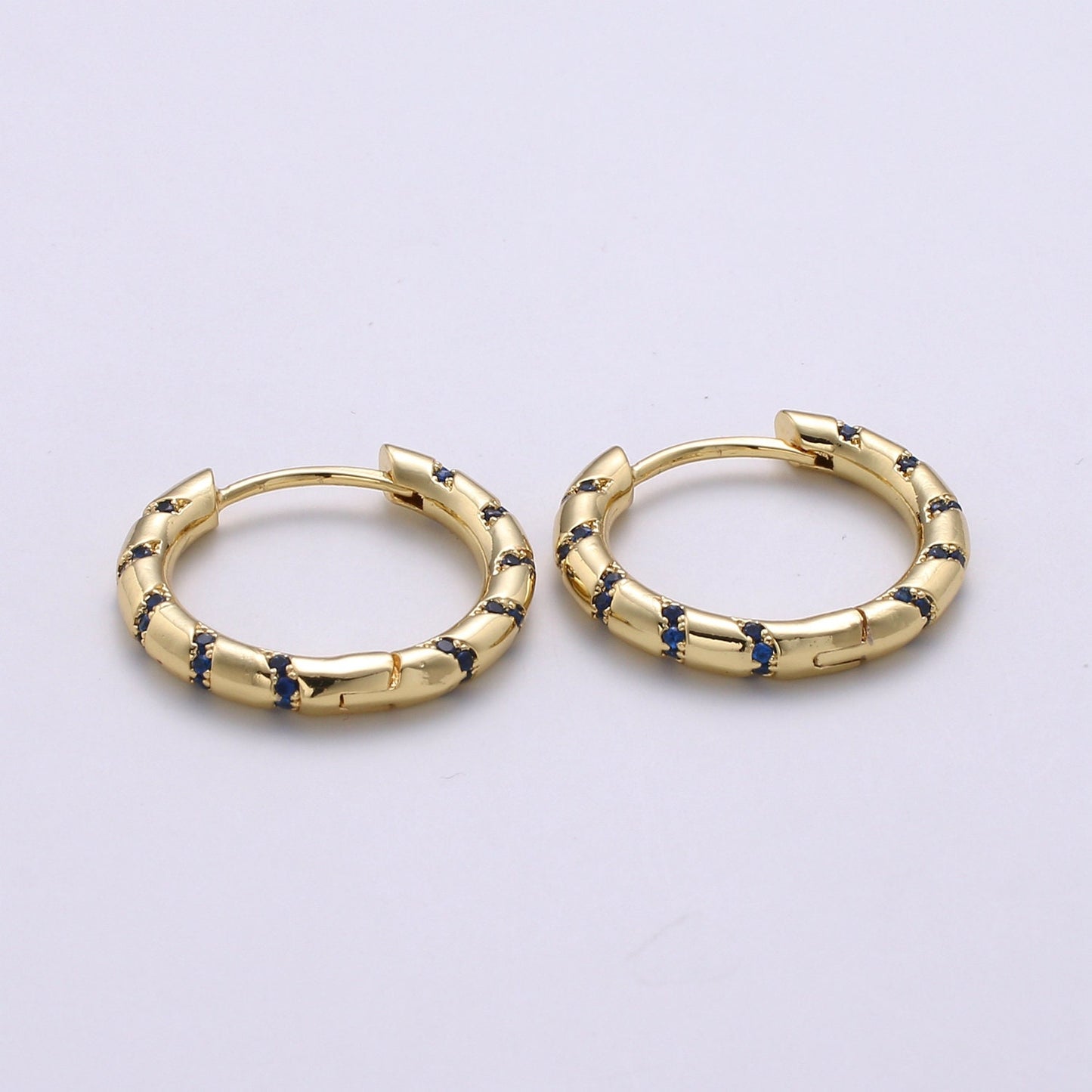 1 pair Hoops - Pink,Teal,Blue,Green,Clear, Multi-color Zirconia or White Gold CZ earrings - 24K Gold Huggie hoops EARRING-1133 - 1139