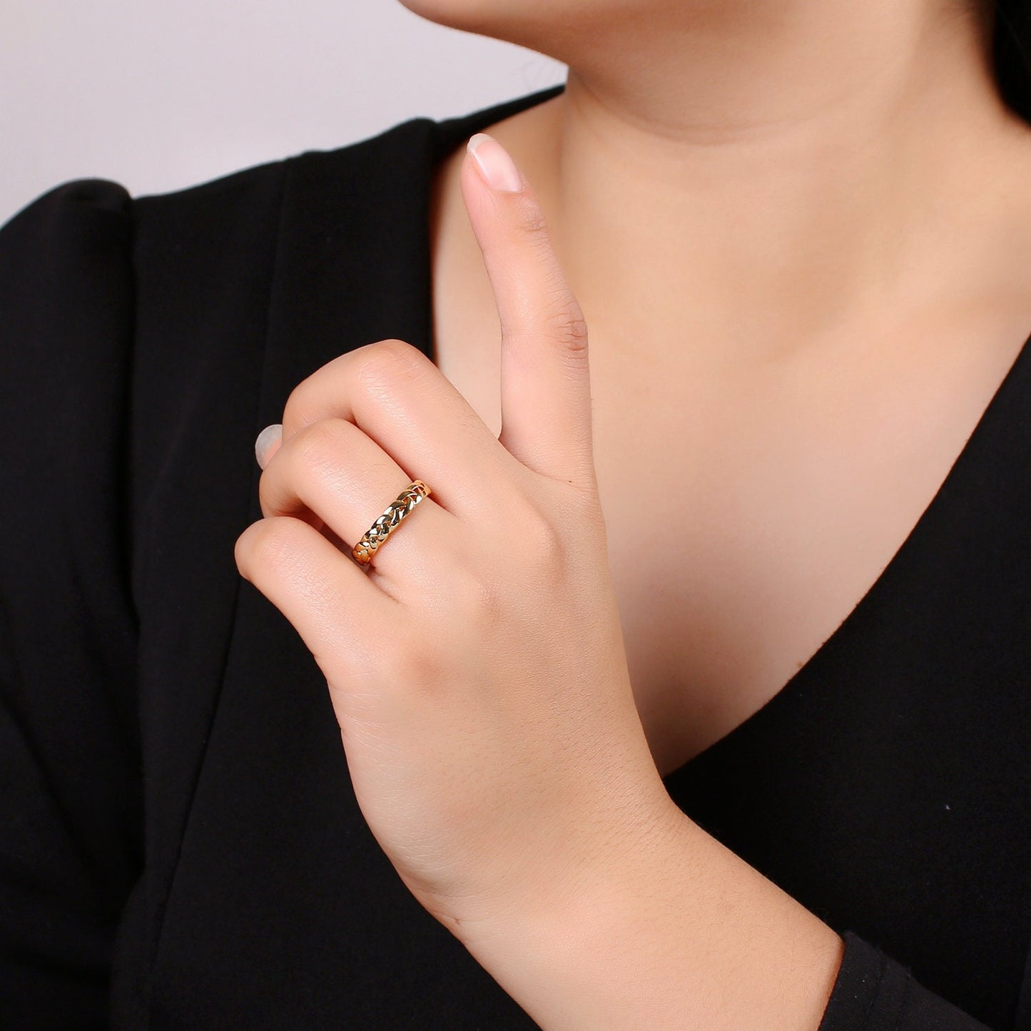 1pc Braided Gold Ring, Adjustable Gold Curb Ring, Wheat Strand Ring, Shiny Strand Ring for DIY Jewelry RING-234