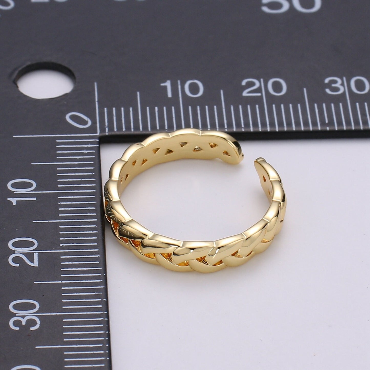 1pc Braided Gold Ring, Adjustable Gold Curb Ring, Wheat Strand Ring, Shiny Strand Ring for DIY Jewelry RING-234