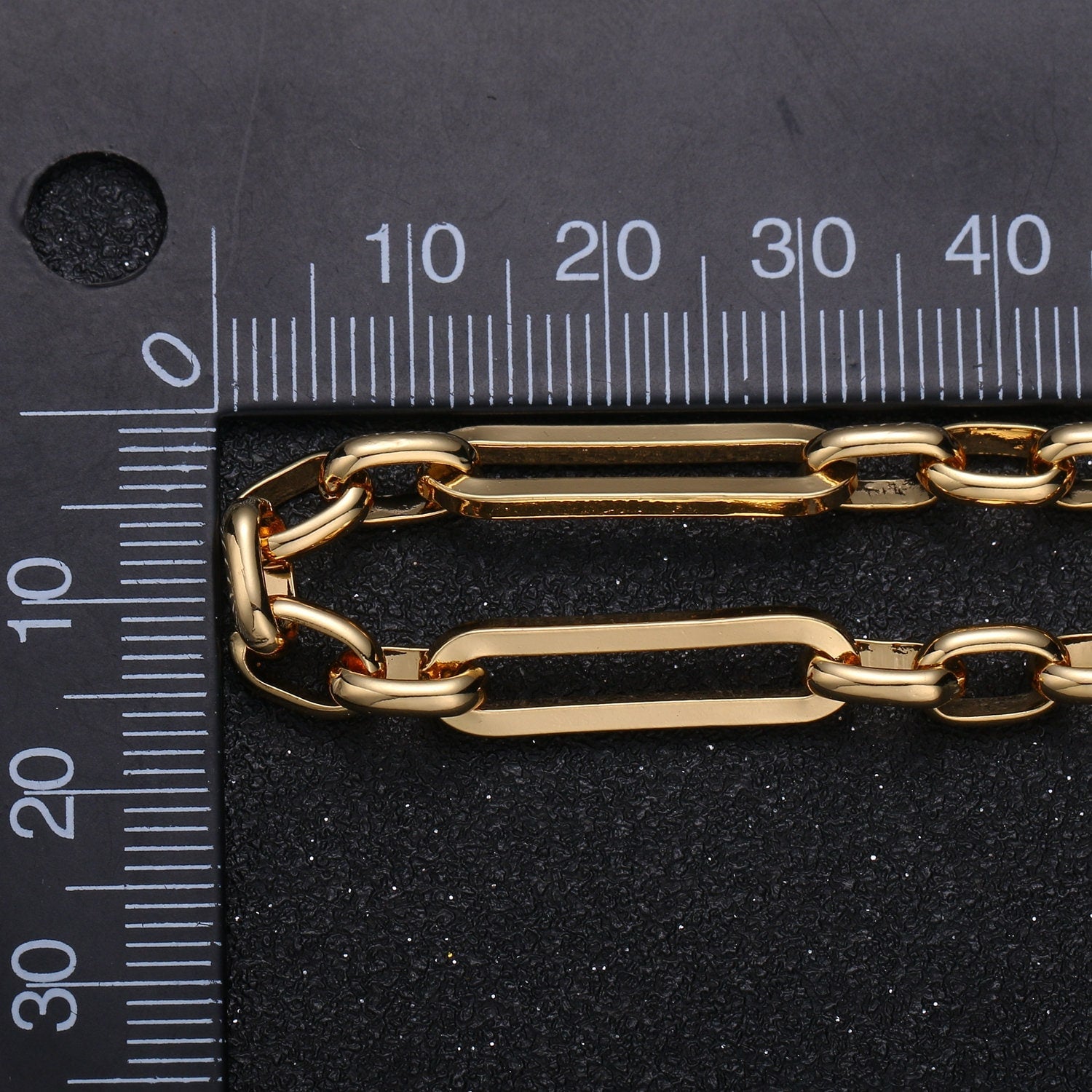 Glossy 24K Gold Rolo Cable Paperclip Chain by Yard, Link Cable Thick Elongate Chain, Gleaming Wholesale bulk Roll Chain,Roll-371
