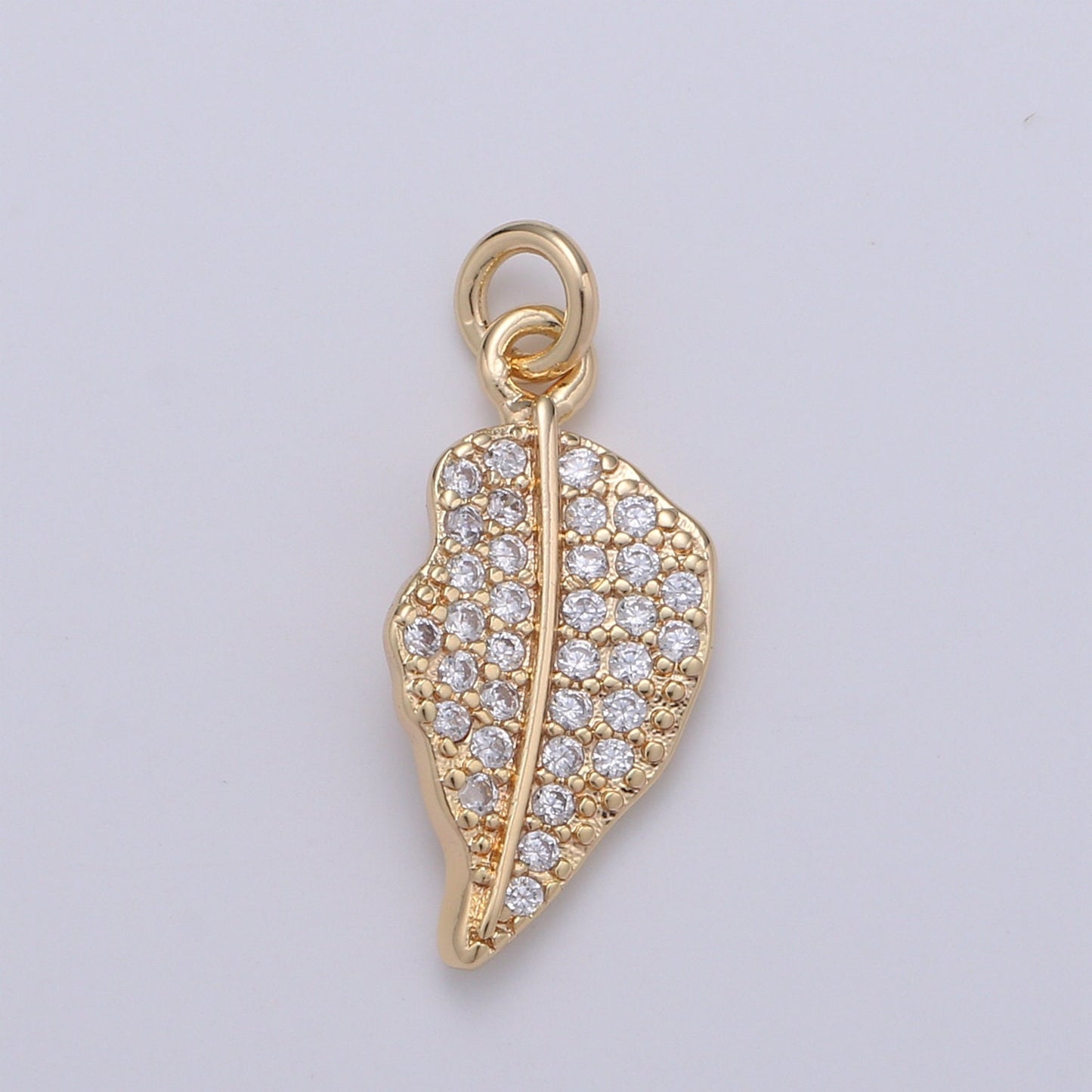 24k Gold Leaf Charm Pendant, Gold Leaves Charms, Nature Charm Necklace, Micro Pave CZ Cubic Tree Leaf Jewelry Inspired