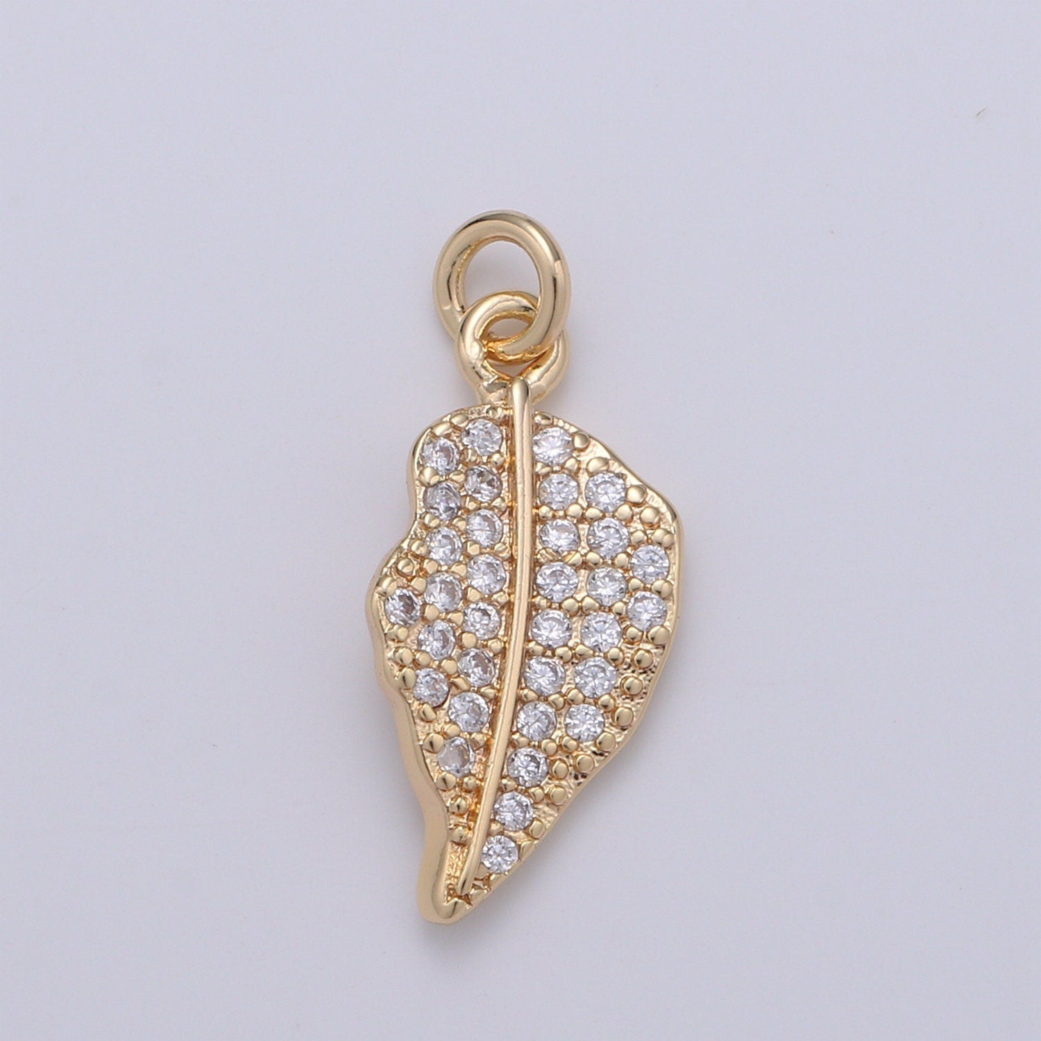 24k Gold Leaf Charm Pendant, Gold Leaves Charms, Nature Charm Necklace, Micro Pave CZ Cubic Tree Leaf Jewelry Inspired