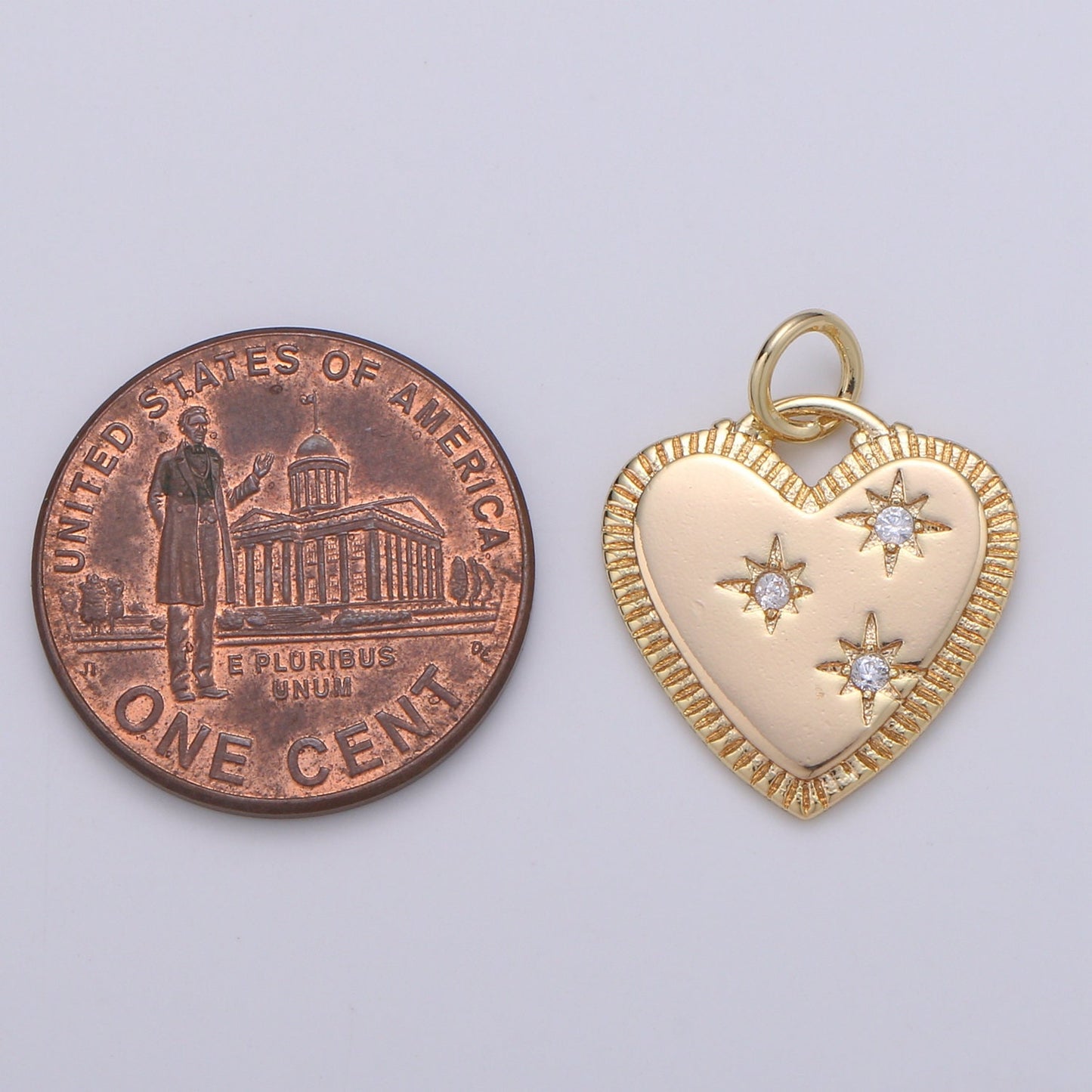 18k Gold Micro Pave Heart Charm Medallion charm, CZ Charm for Necklace Earring Bracelet Component Jewelry Findings, CHGF-1921
