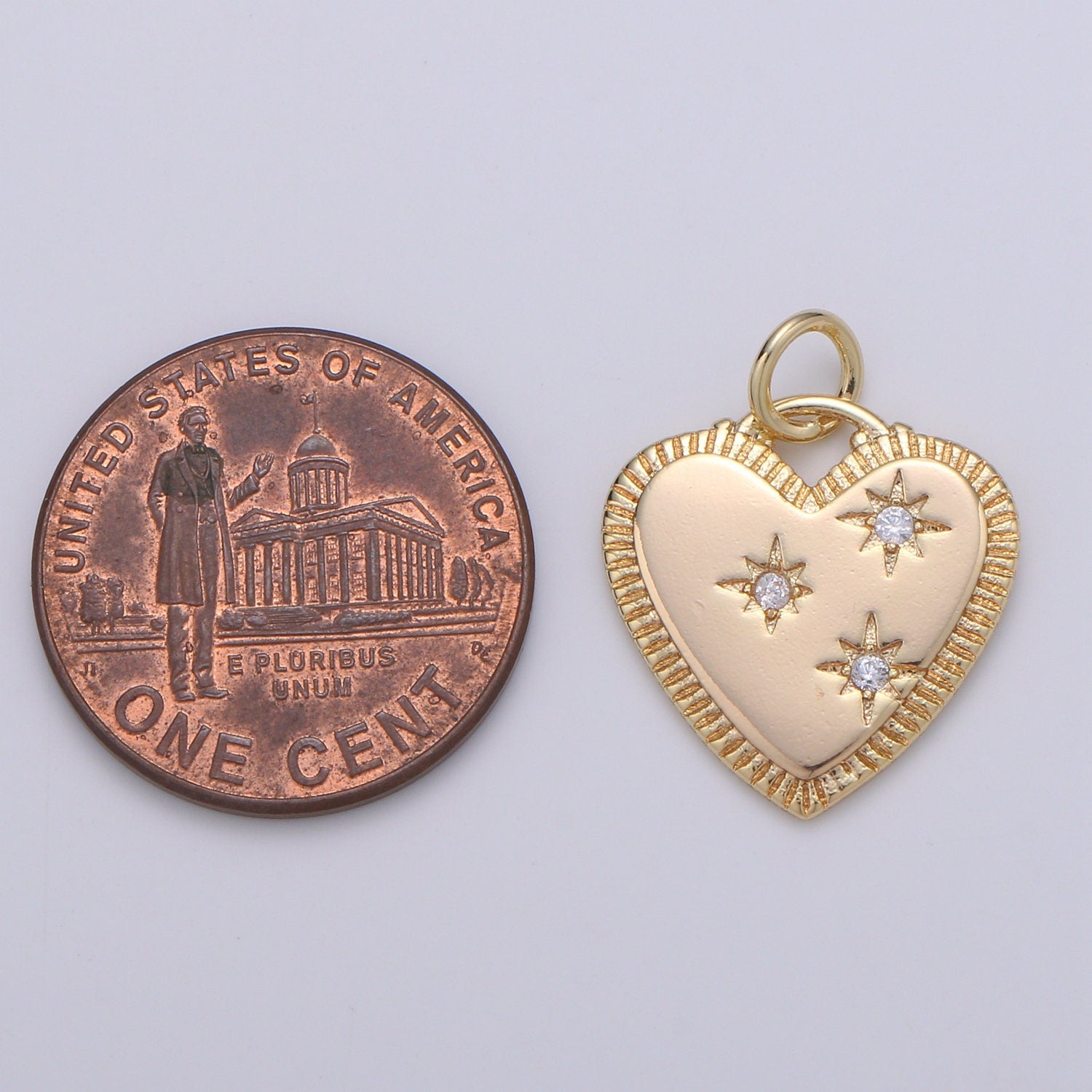 18k Gold Micro Pave Heart Charm Medallion charm, CZ Charm for Necklace Earring Bracelet Component Jewelry Findings, CHGF-1921