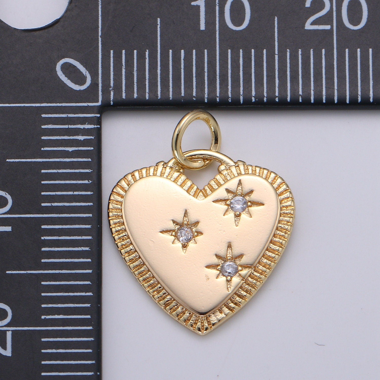 18k Gold Micro Pave Heart Charm Medallion charm, CZ Charm for Necklace Earring Bracelet Component Jewelry Findings, CHGF-1921