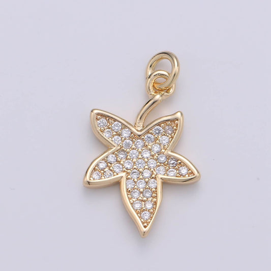 18K Gold Maple Leaf Charm Gold Maple Leaf Charm Cubic Maple Leaf Charm Nature or Forest Jewelry Inspired