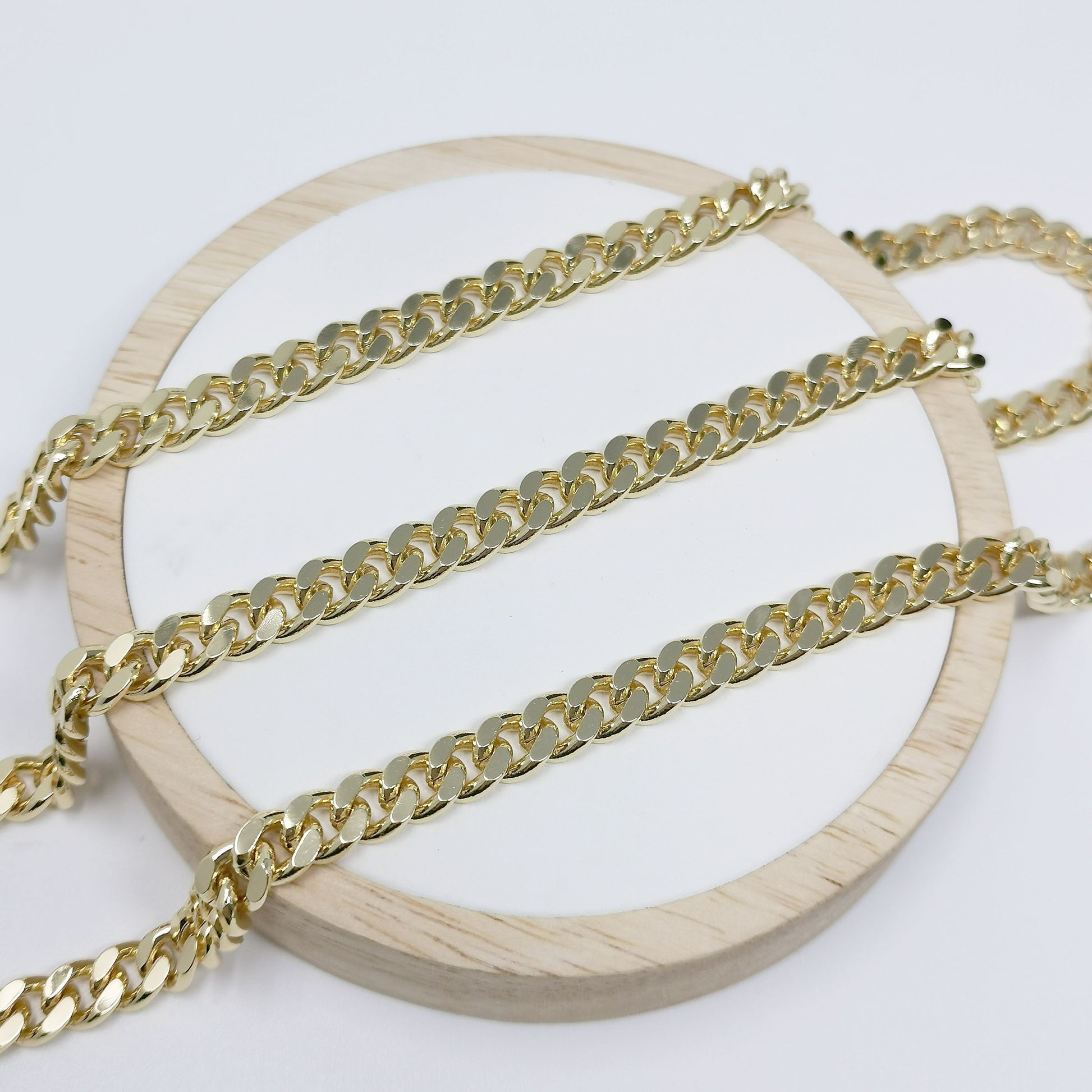 14K Gold Filled 6.4mm Cuban Curb Chain by Yard, Cuban Curb Chain, Wholesale bulk Roll Chain for DIY Craft, Thickness 2.2mm,Roll-398