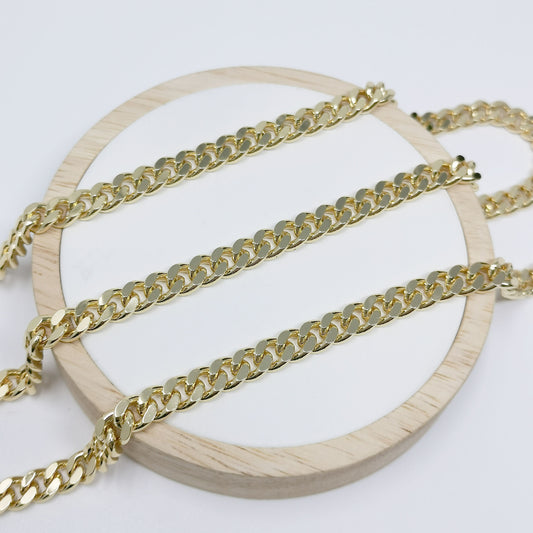 14K Gold Filled 6.4mm Cuban Curb Chain by Yard, Cuban Curb Chain, Wholesale bulk Roll Chain for DIY Craft, Thickness 2.2mm,Roll-398