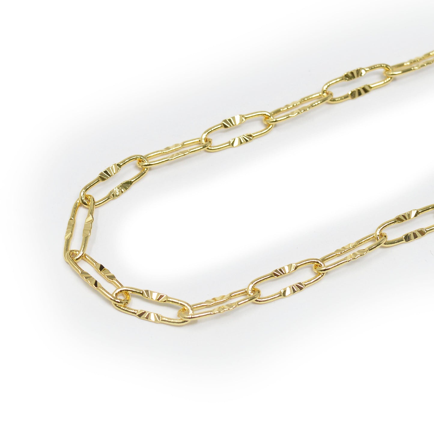 24K Gold Plated Sunbright Paperclip Rolo Cable Chain by Yard, Gold Cable Rolo Chain by Foot, Thicknest 0.9mm, Roll- 424