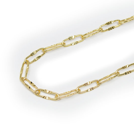 24K Gold Plated Sunbright Paperclip Rolo Cable Chain by Yard, Gold Cable Rolo Chain by Foot, Thicknest 0.9mm, Roll- 424
