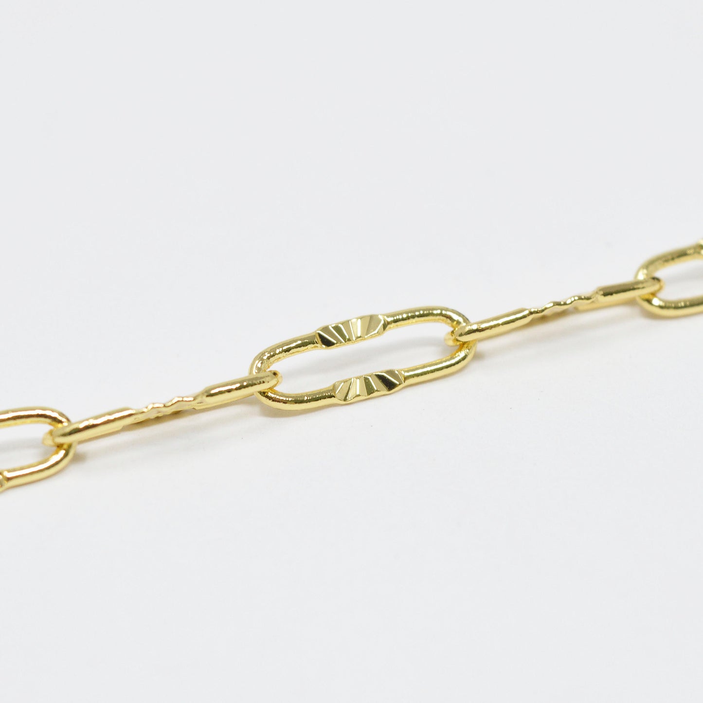 24K Gold Plated Sunbright Paperclip Rolo Cable Chain by Yard, Gold Cable Rolo Chain by Foot, Thicknest 0.9mm, Roll- 424