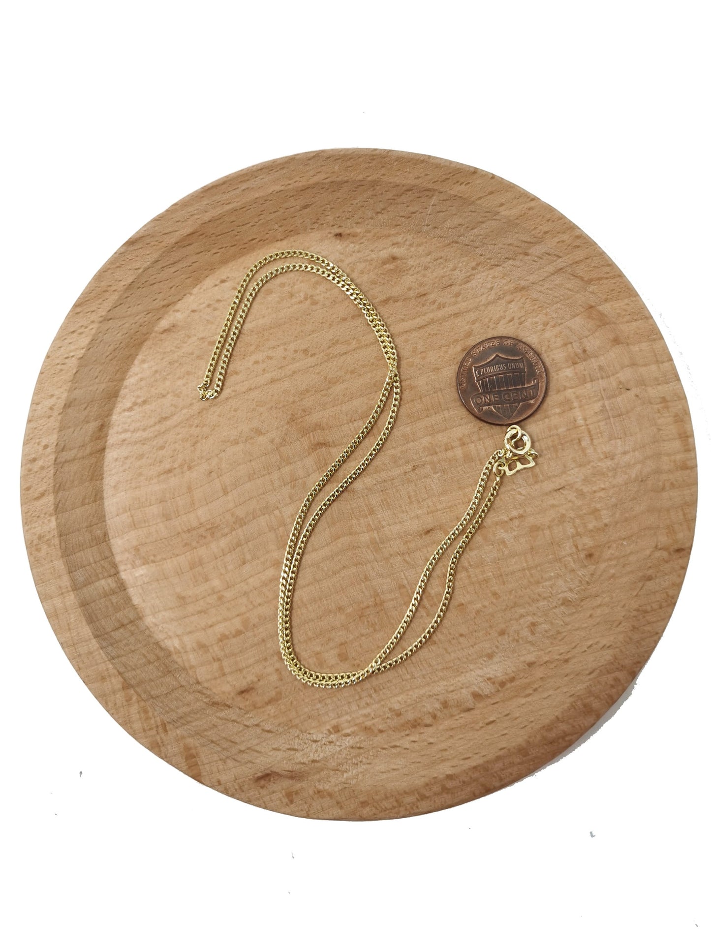 1pc 15.8'' Ready to Use 14K Gold Dainty Cuban Curb Necklace Chain, Miami Layering Link, For Pendant Charm Necklace, 787