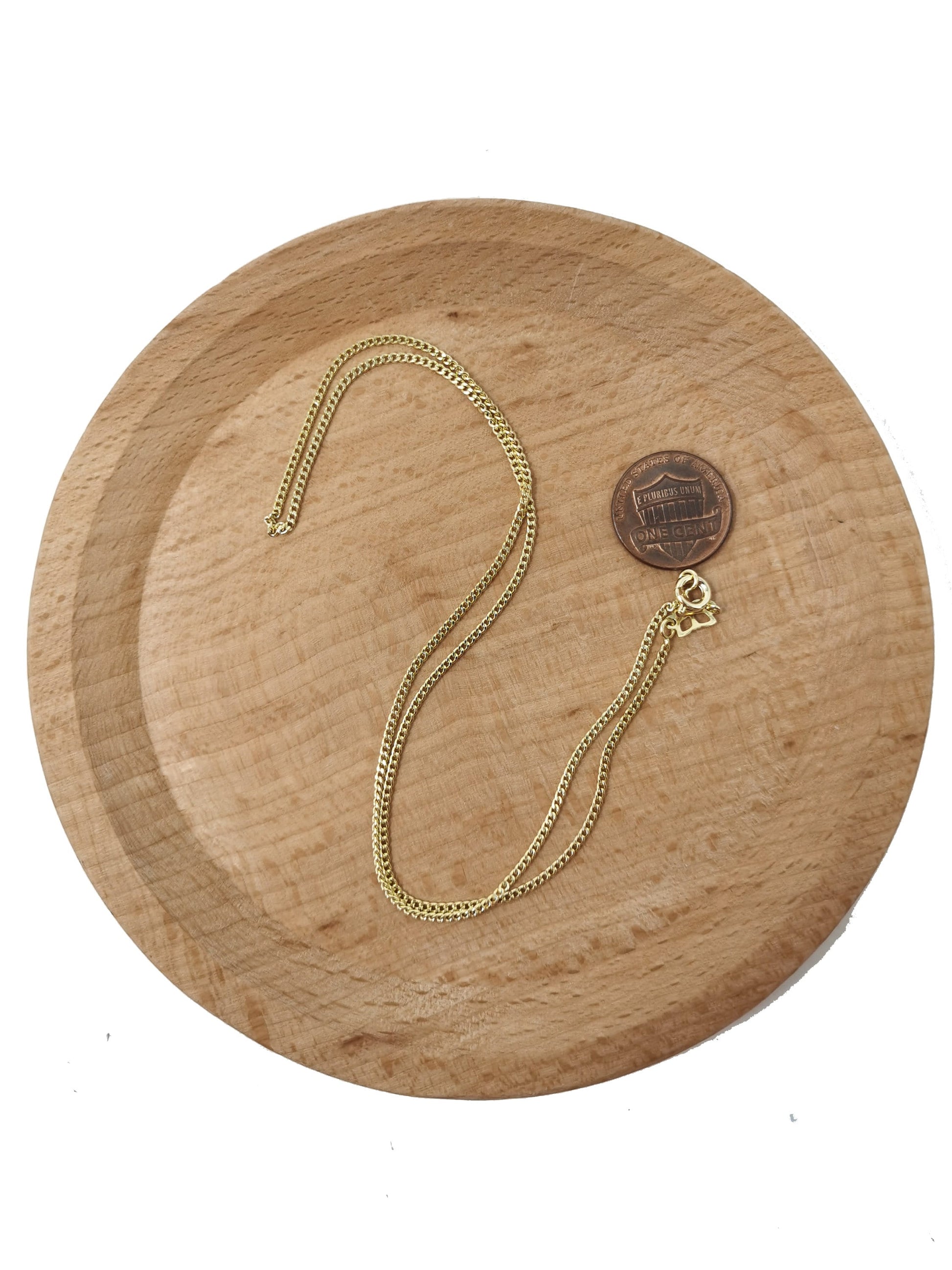 1pc 15.8'' Ready to Use 14K Gold Plated Dainty Cuban Curb Necklace Chain, Miami Layering Link, For Pendant Charm Necklace, 943