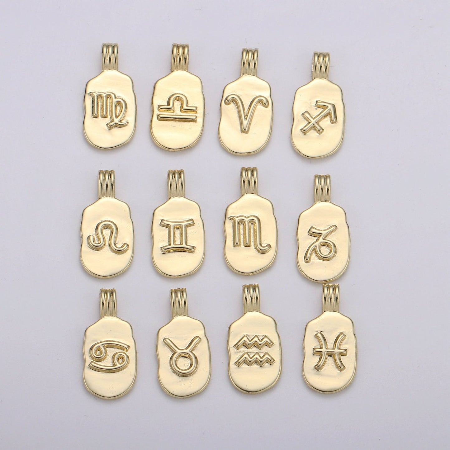 Gold Zodiac Charms, Astrology Charms, Zodiac Necklace Charms, 12 Zodiac Charms for Jewelry Making Supply, ZODIAC-22