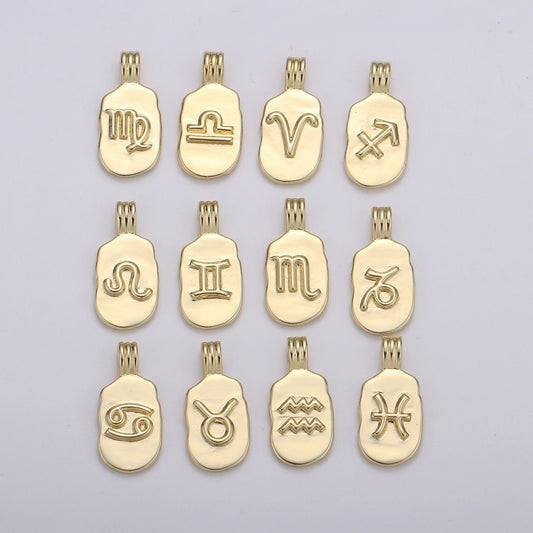 Gold Zodiac Charms, Astrology Charms, Zodiac Necklace Charms, 12 Zodiac Charms for Jewelry Making Supply, ZODIAC-22