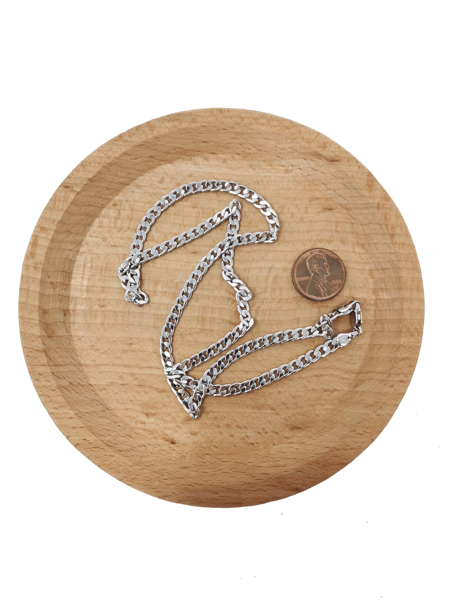 1pc 23.5'' Ready to Use White Gold Cuban Curb Necklace Chain, Layer Curb Chain Dainty Necklace, Pendant Charm Necklace, CH - 63