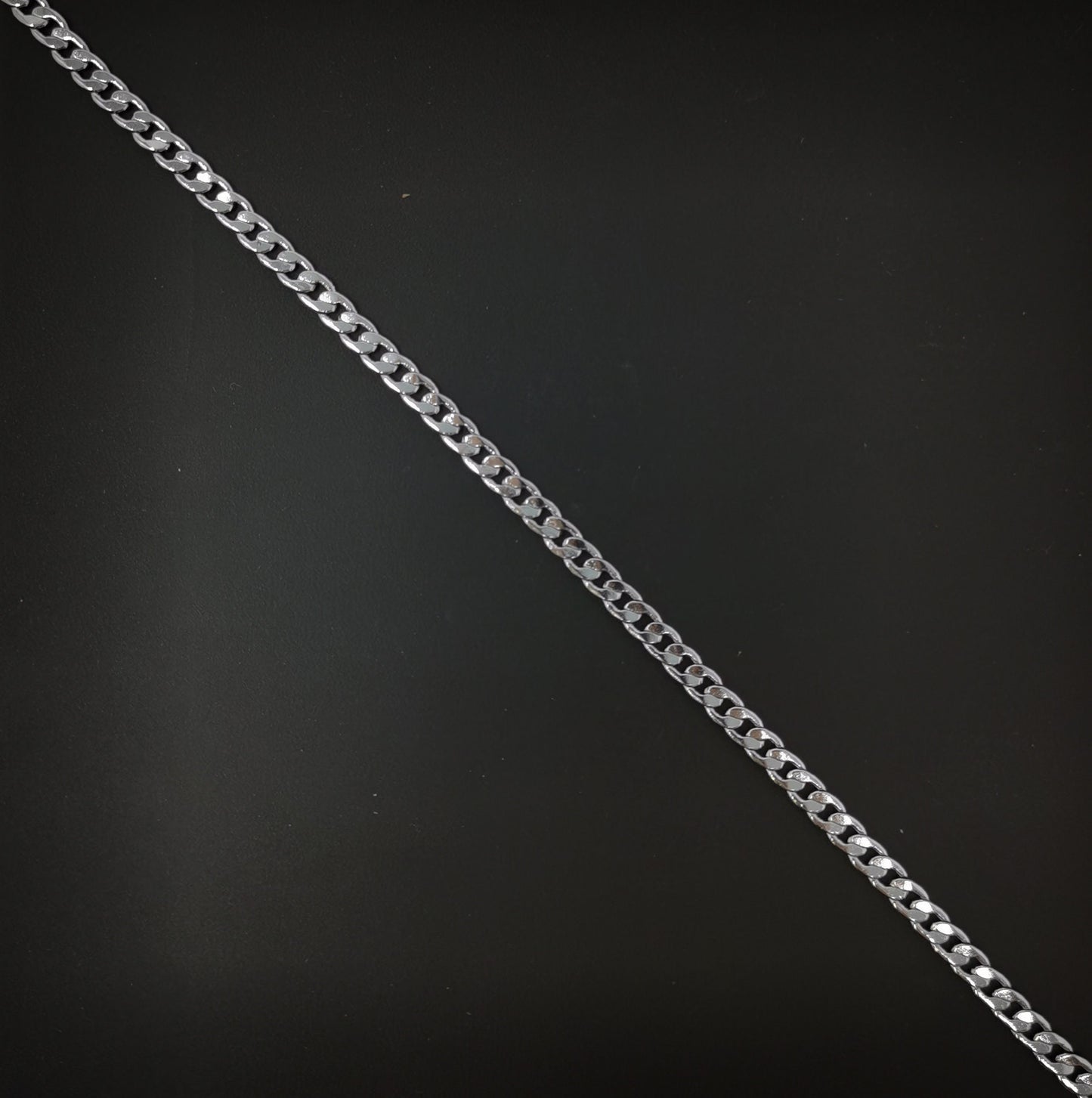 1pc 23.5'' Ready to Use White Gold Cuban Curb Necklace Chain, Layer Curb Chain Dainty Necklace, Pendant Charm Necklace, CH - 63