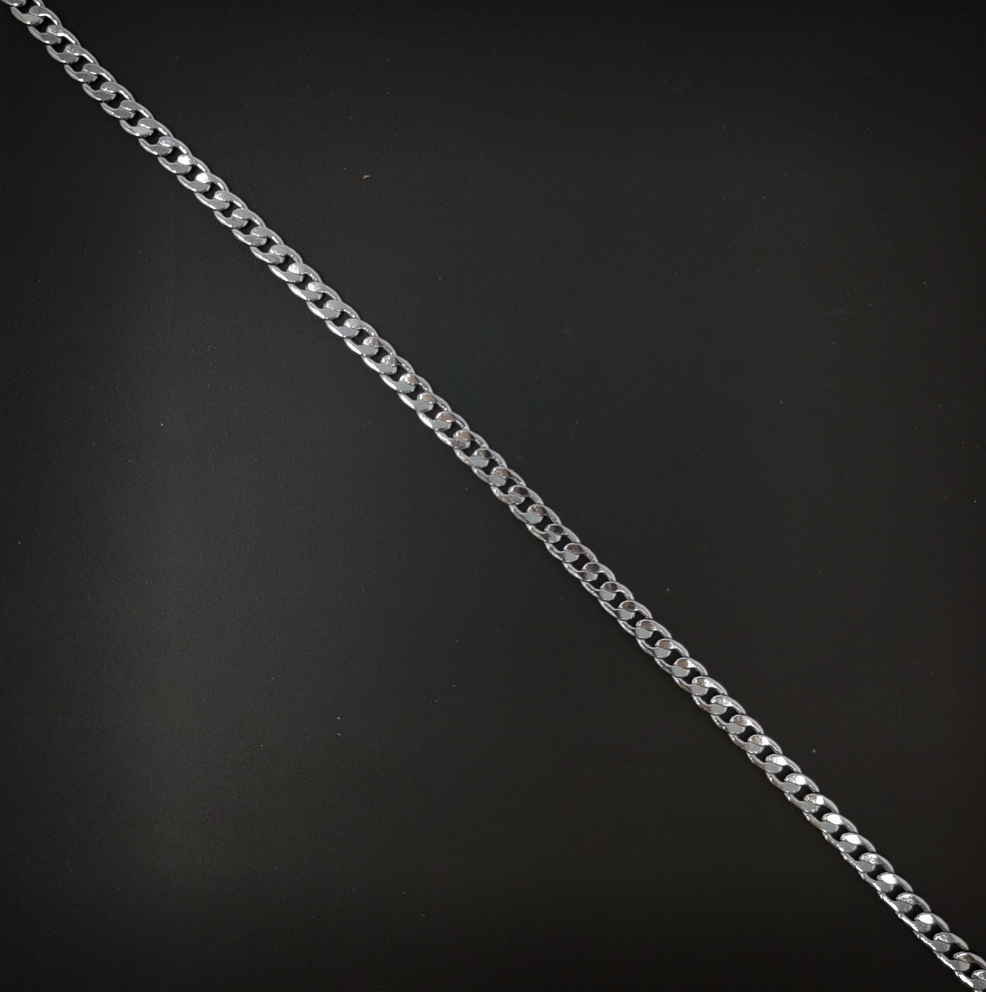 1pc 19.7'' Ready to Use White Gold Cuban Curb Necklace Chain, Layer Curb Chain Dainty Necklace, Pendant Charm Necklace, CH - 954
