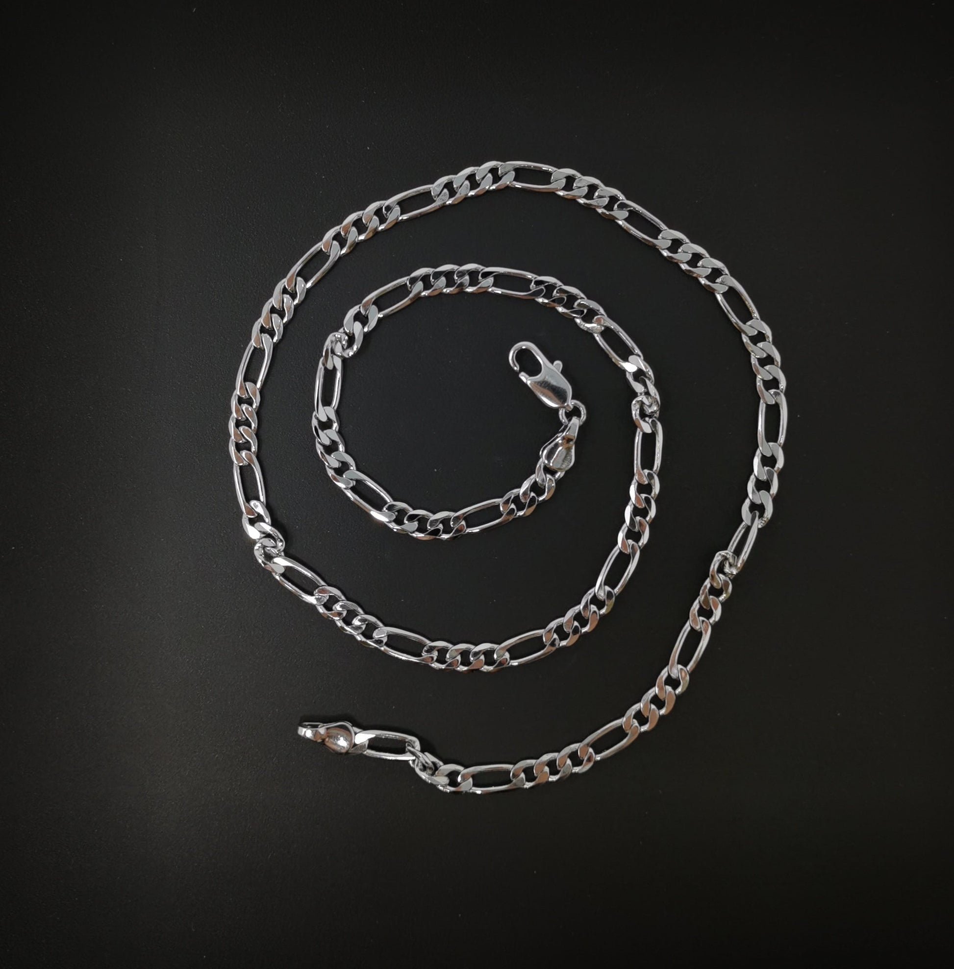 1pc 17.7'' Ready to Use White Gold Filled Fogaro Curb Necklace Chain, Layer Curb Chain Dainty Necklace, For Pendant Charm Necklace,617