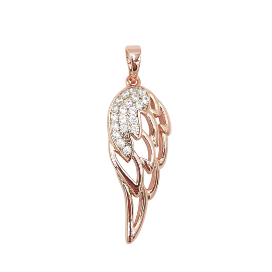 1pc Rose Goldplated Micro Pave CZ Angel Wing Pendant Charm, Micro Pave CZ Wing Pendant Charm, Broken Wing Charm For DIY JewelryPDGF-2060