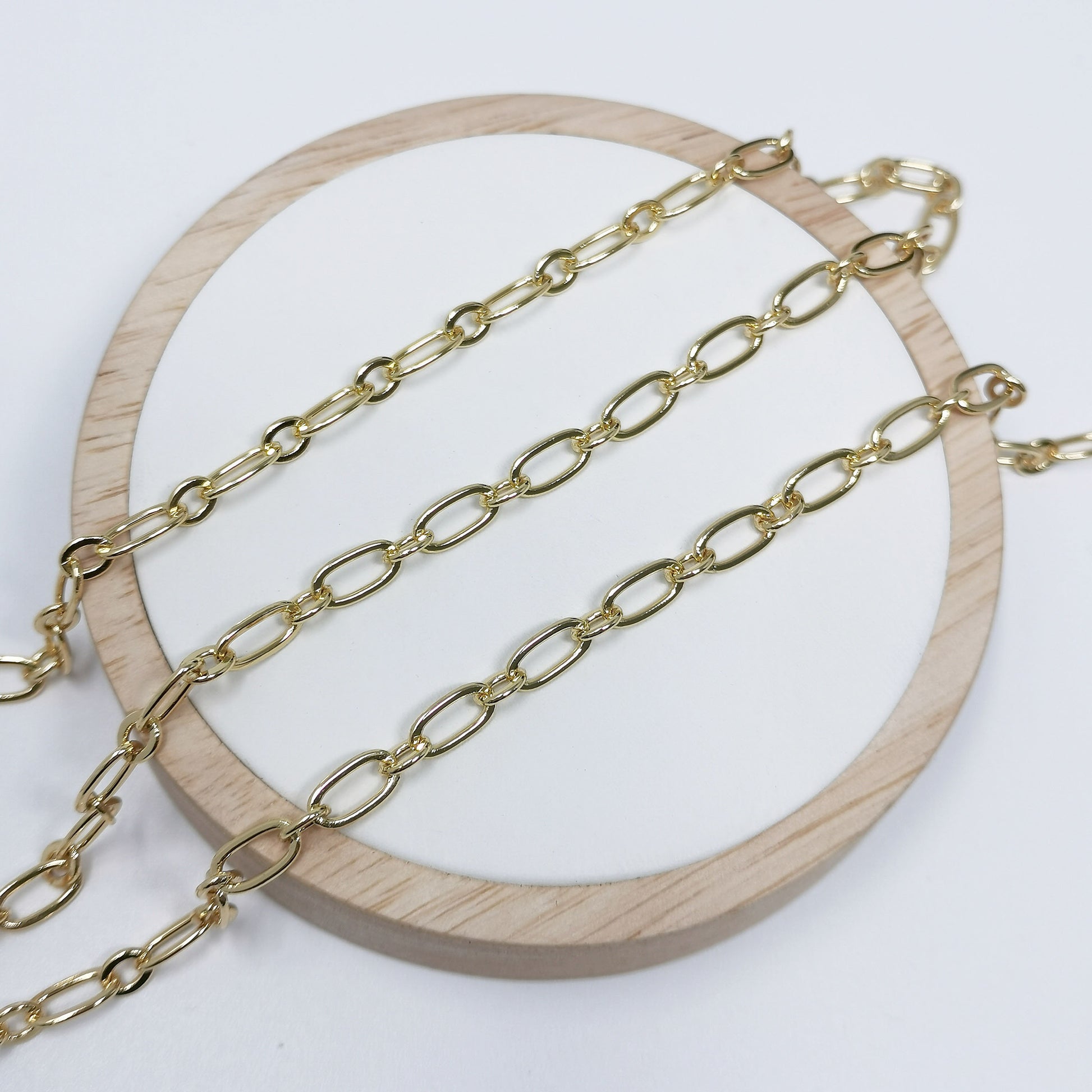 14K Gold Rolo Cable Chain by Yard, Cable Rolo Chain,Wholesale bulk Roll Chain forJewelry Making,Thickness 0.8mm,Roll- 386
