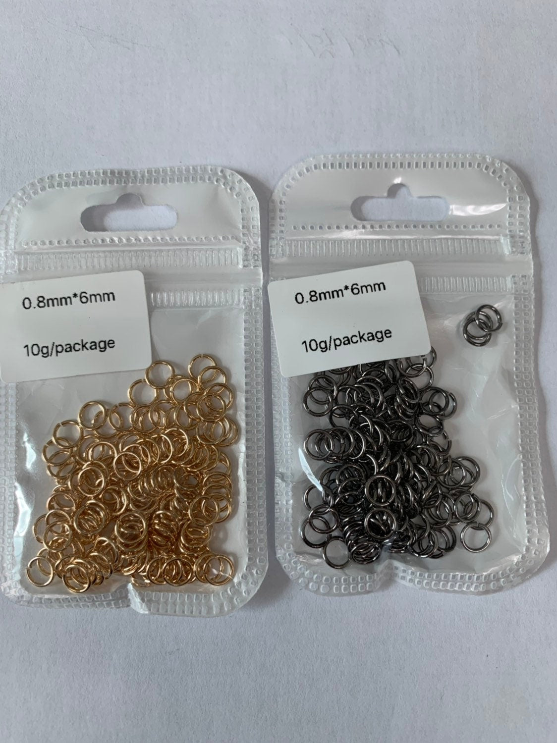 0.8mm x 6mm (20 gauge) 10 gr. Gold Plated Jump Ring, Rose Gold Connector, White Gold Open Jump Rings, jewelry making supplies